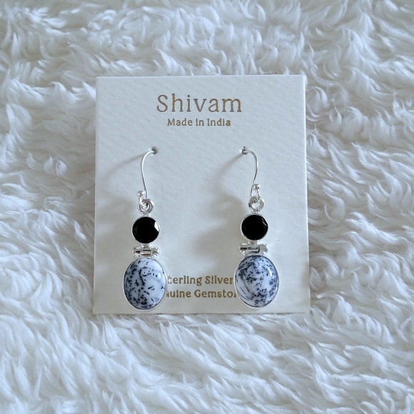 Shivam Oval Shaped Dendritic Agate Earrings - Picture 4 of 14